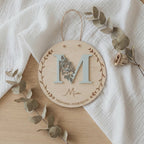 Geburtsschild Rose & Taufe aus Holz | 3D Monogramm