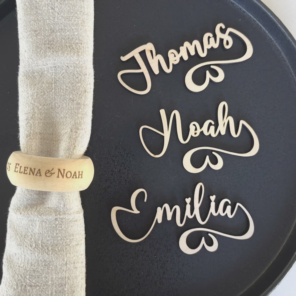 Namensschilder Hochzeit für Gläser aus Holz | 3mm