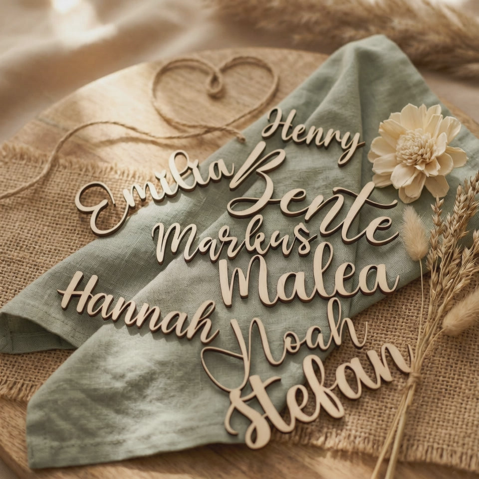 Namensschild aus Holz Platzkarte Schriftzug | 5mm
