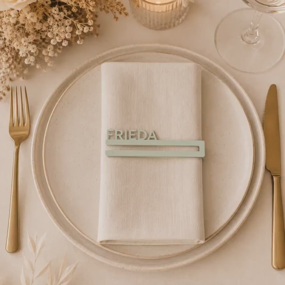 Platzkarten Clip Acryl personalisiert | Serviettenring mit Namen | Hochzeit Geburtstag Tischkarte