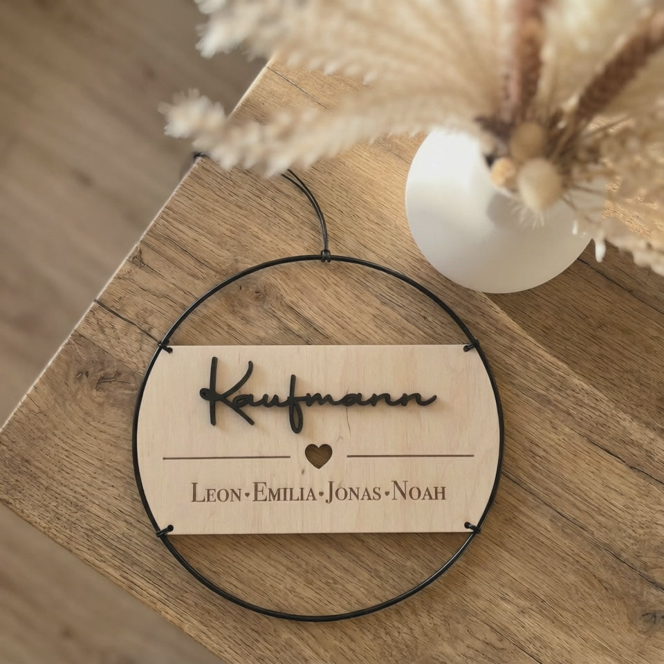 Family Sign Wood & Metal – with Names
