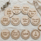 Baby Meilensteine Holz personalisiert Eukalyptus | Meilenstein Geschenk Geburt | Holz Meilensteine Botanical erstes Jahr
