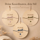 Richtfest Geschenk Türschild | Koordinaten aus Holz - LaserArt Germany