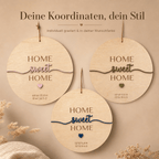 Richtfest Geschenk Türschild mit Koordinaten aus Holz – Rückseite des Türschilds