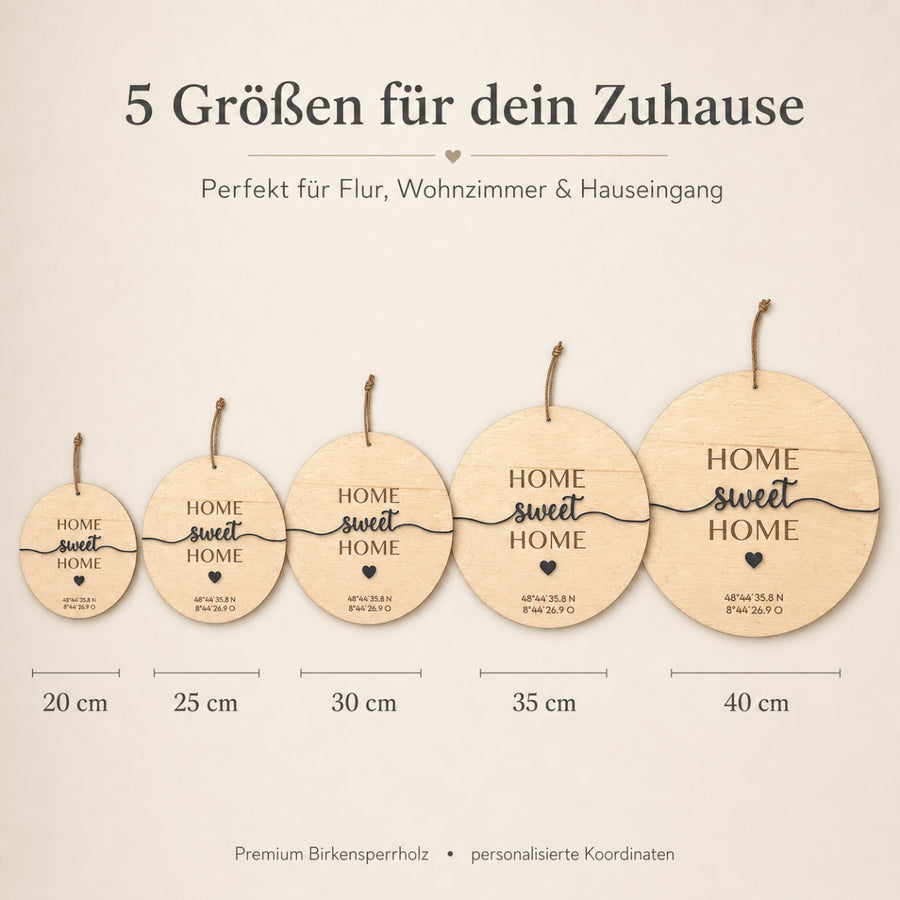Richtfest Geschenk Türschild | Koordinaten aus Holz - LaserArt Germany