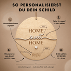 Richtfest Geschenk Türschild mit Koordinaten aus Holz – Nahaufnahme der Holzmaserung