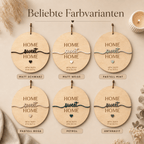 Richtfest Geschenk Türschild mit Koordinaten aus Holz – Detailaufnahme der Kante
