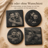 Schiefer Untersetzer mit Foto personalisiert – Gravur vom eigenen Bild | Rund & Quadratisch | Geschenk Jahrestag Hochzeit Geburtstag - LaserArt Germany