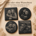 Schiefer Untersetzer mit Foto personalisiert – Anwendungsbeispiel gedeckter Tisch