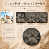 Schiefer Untersetzer mit Foto personalisiert – Gravur vom eigenen Bild | Rund & Quadratisch | Geschenk Jahrestag Hochzeit Geburtstag - LaserArt Germany