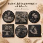 Schiefer Untersetzer mit Foto personalisiert – Runde Variante