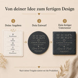 Schiefer Untersetzer mit Koordinaten personalisiert – GPS - Gravur mit Ort & Namen | Rund & Quadratisch | Geschenk Einzug Hochzeit Jahrestag - LaserArt Germany