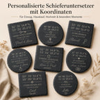 Schiefer Untersetzer mit Koordinaten personalisiert – Hauptansicht
