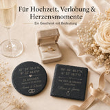 Schiefer Untersetzer mit Koordinaten personalisiert – GPS - Gravur mit Ort & Namen | Rund & Quadratisch | Geschenk Einzug Hochzeit Jahrestag - LaserArt Germany