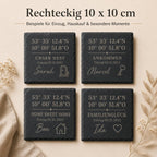 Schiefer Untersetzer mit Koordinaten personalisiert – In der Geschenkverpackung