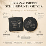 Schiefer Untersetzer personalisiert – Gravur mit Name & Getränkemotiv | 12 Motive | Geschenk Hochzeit Geburtstag Jubiläum - LaserArt Germany