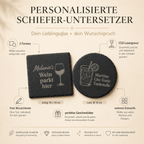 Schiefer Untersetzer personalisiert – Gravur mit Name & Getränkemotiv | 12 Motive | Geschenk Hochzeit Geburtstag Jubiläum - LaserArt Germany
