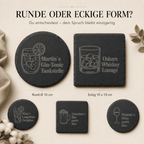 Schiefer Untersetzer personalisiert – Gravur mit Name & Getränkemotiv | 12 Motive | Geschenk Hochzeit Geburtstag Jubiläum - LaserArt Germany