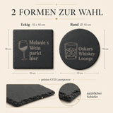 Schiefer Untersetzer personalisiert – Gravur mit Name & Getränkemotiv | 12 Motive | Geschenk Hochzeit Geburtstag Jubiläum - LaserArt Germany