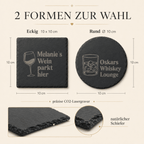 Schiefer Untersetzer personalisiert – Gravur mit Name & Getränkemotiv | 12 Motive | Geschenk Hochzeit Geburtstag Jubiläum - LaserArt Germany