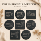 Schiefer Untersetzer personalisiert – Gravur mit Name & Getränkemotiv | 12 Motive | Geschenk Hochzeit Geburtstag Jubiläum - LaserArt Germany