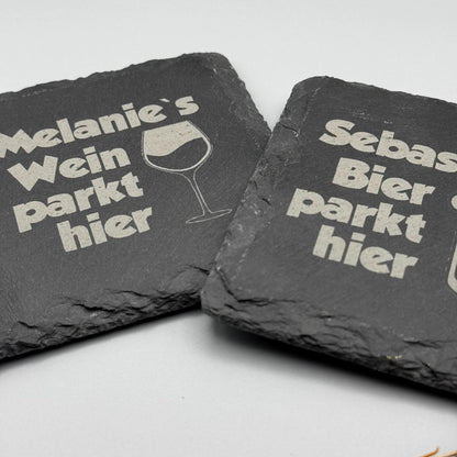 Schiefer Untersetzer personalisiert mit Gravur | Geschenk für Hochzeit, Geburtstag & Jubiläum - LaserArt Germany