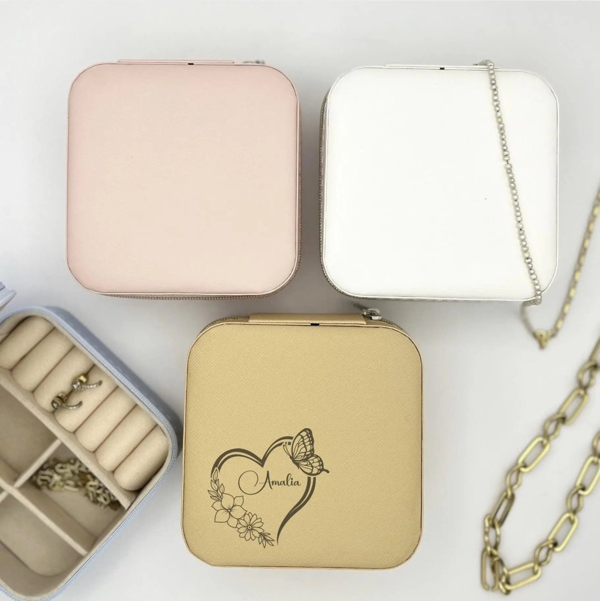 Schmuckkästchen personalisiert mit Name und stilvollem Herz - LaserArt Germany