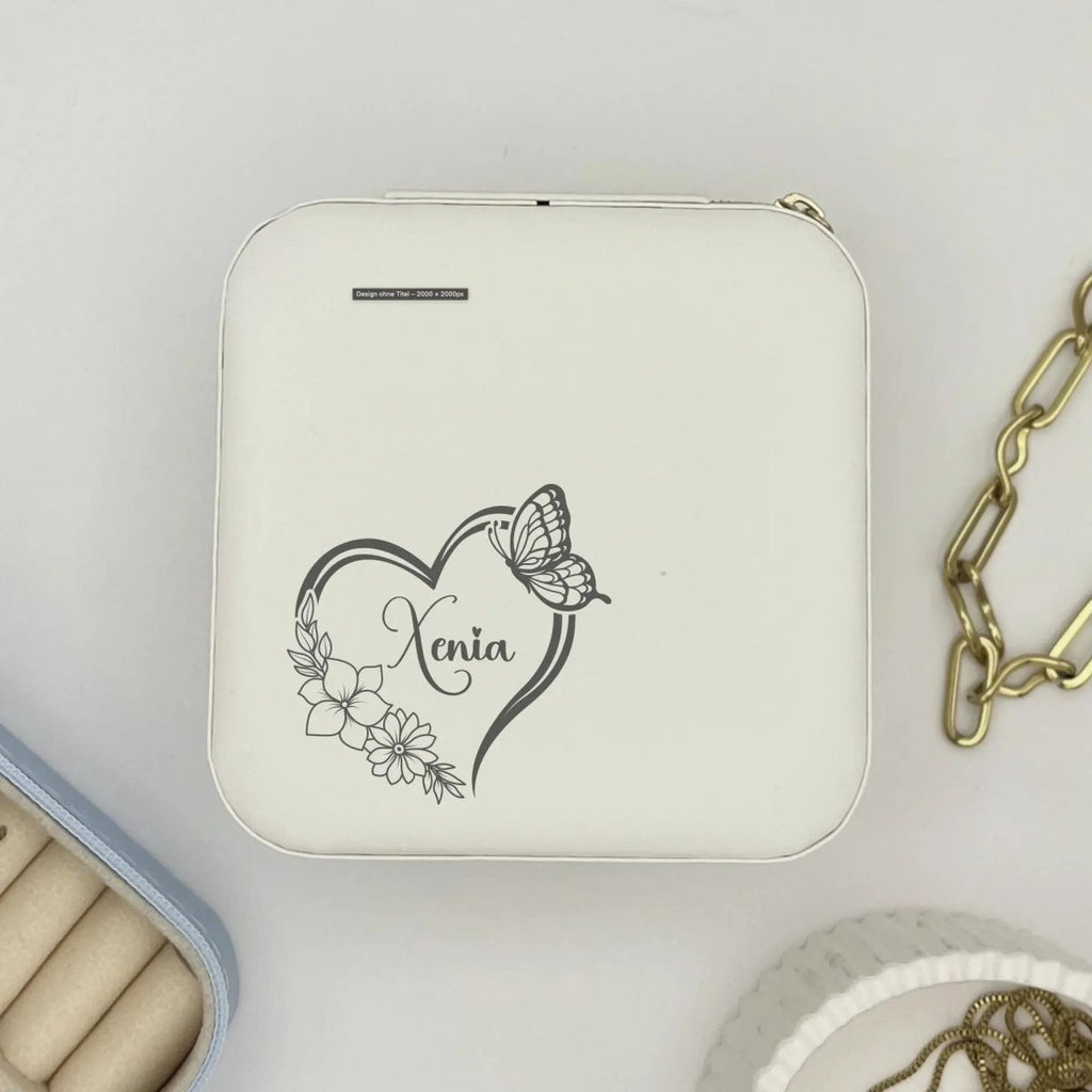 Schmuckkästchen personalisiert mit Name und stilvollem Herz - LaserArt Germany
