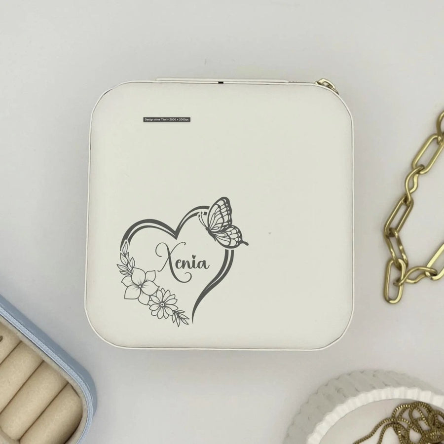 Schmuckkästchen personalisiert mit Name und stilvollem Herz - LaserArt Germany