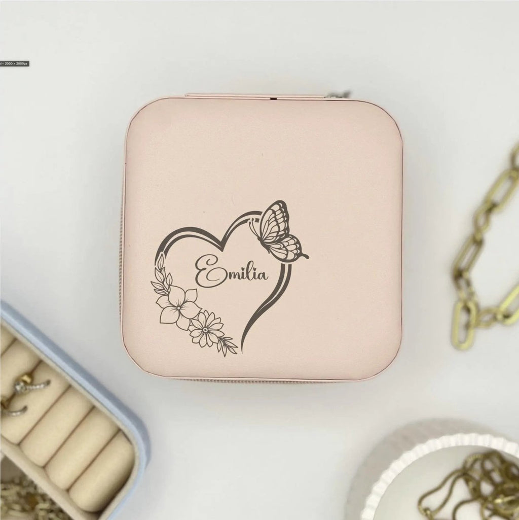 Schmuckkästchen personalisiert mit Name und stilvollem Herz - LaserArt Germany