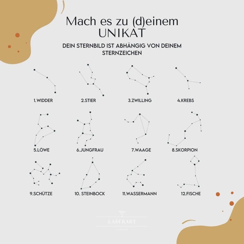 Schmuckkästchen personalisiert mit Sternzeichen, Geburtsblume & Name - LaserArt Germany