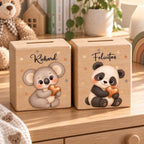 Personalisierte Holzspardose Koala mit Name Richard