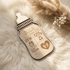Taufgeschenk Flasche aus Holz | personalisiert graviert - LaserArt Germany