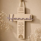 Taufkreuz aus Holz als Geschenk und Erinnerung - LaserArt Germany