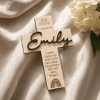 Taufkreuz aus Holz als Geschenk und Erinnerung - LaserArt Germany