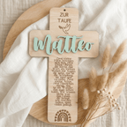 Taufkreuz aus Holz | Geschenk zur Taufe und Geburt - LaserArt Germany
