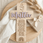 Taufkreuz aus Holz | Geschenk zur Taufe und Geburt - LaserArt Germany