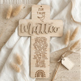 Taufkreuz aus Holz | Geschenk zur Taufe und Geburt - LaserArt Germany