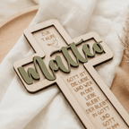 Taufkreuz aus Holz personalisiert | Geschenk zur Taufe - LaserArt Germany