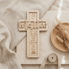 Taufkreuz aus Holz personalisiert | Geschenk zur Taufe - LaserArt Germany