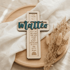 Taufkreuz aus Holz personalisiert | Geschenk zur Taufe - LaserArt Germany