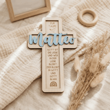 Taufkreuz aus Holz personalisiert | Geschenk zur Taufe - LaserArt Germany
