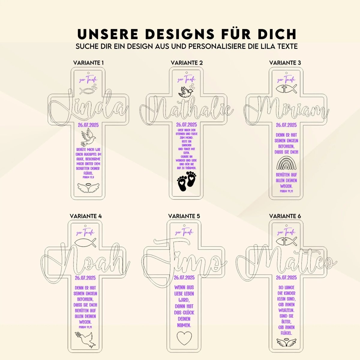 Taufkreuz aus Holz personalisiert | Taufgeschenk | Geschenk zur Kommunion & Konfirmation - LaserArt Germany