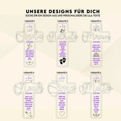 Taufkreuz aus Holz personalisiert | Taufgeschenk | Geschenk zur Kommunion & Konfirmation - LaserArt Germany
