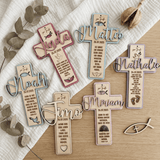 Taufkreuz aus Holz personalisiert | Taufgeschenk | Geschenk zur Kommunion & Konfirmation - LaserArt Germany