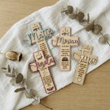 Taufkreuz aus Holz personalisiert | Taufgeschenk | Geschenk zur Kommunion & Konfirmation - LaserArt Germany