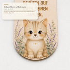 UV-Druck Tiermotiv Katze auf Birkenholz – brillante, farbechte Details am Taufkreuz