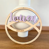 Taufschild aus Holz personalisiert | Geschenk zur Taufe Fischsymbol - LaserArt Germany