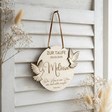 Taufschild Holz graviert | personalisiertes Geschenk zur Taufe - LaserArt Germany