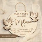 Taufgeschenk Holzschild mit Taufdatum graviert – Hauptansicht